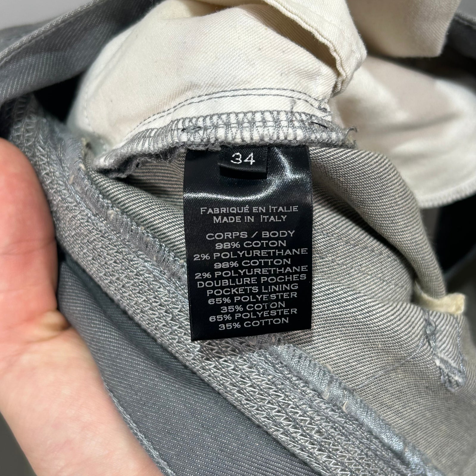 Balmain Grey Biker Rib Jeans Size 34