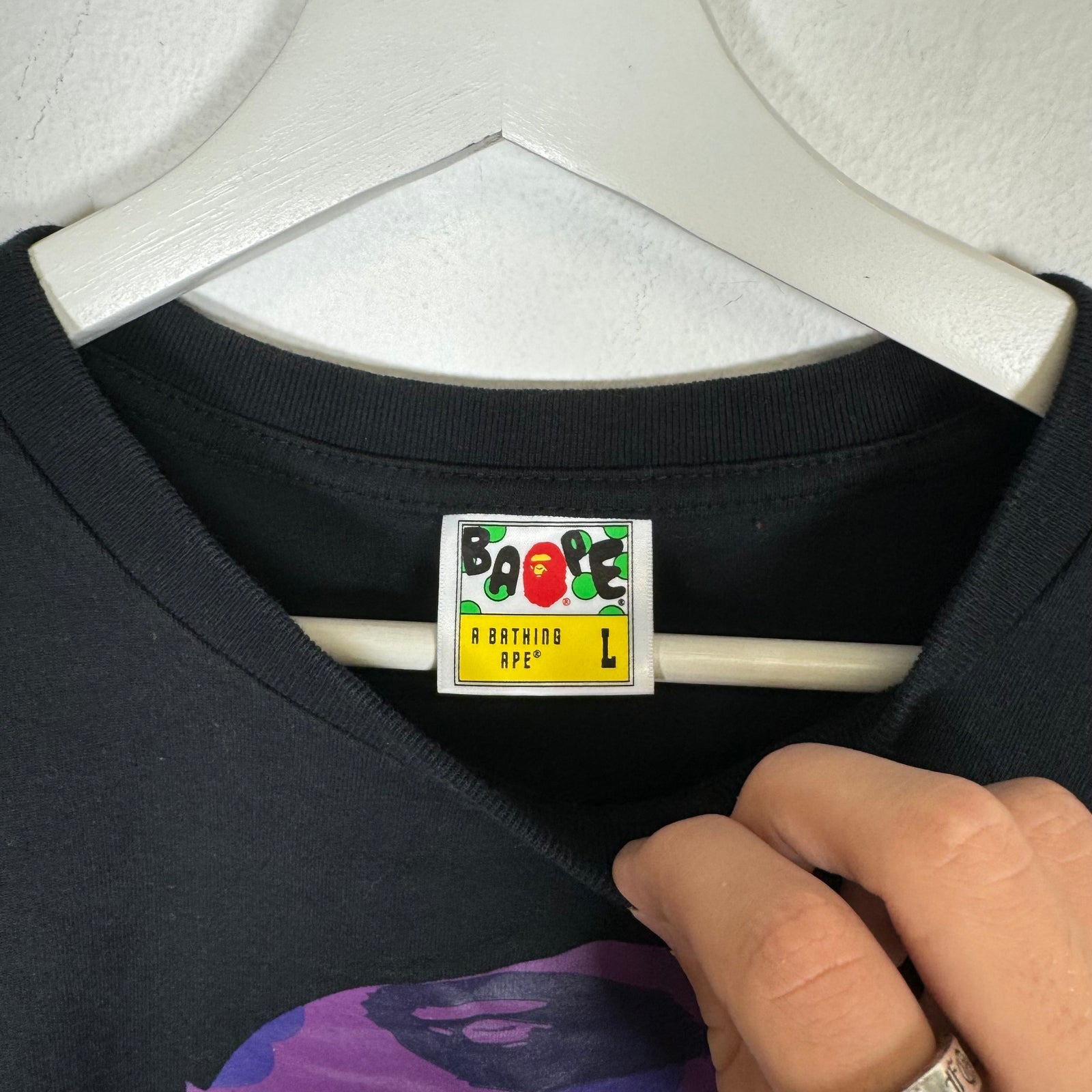 Bape Black/Purple Ape Head Tee Size L