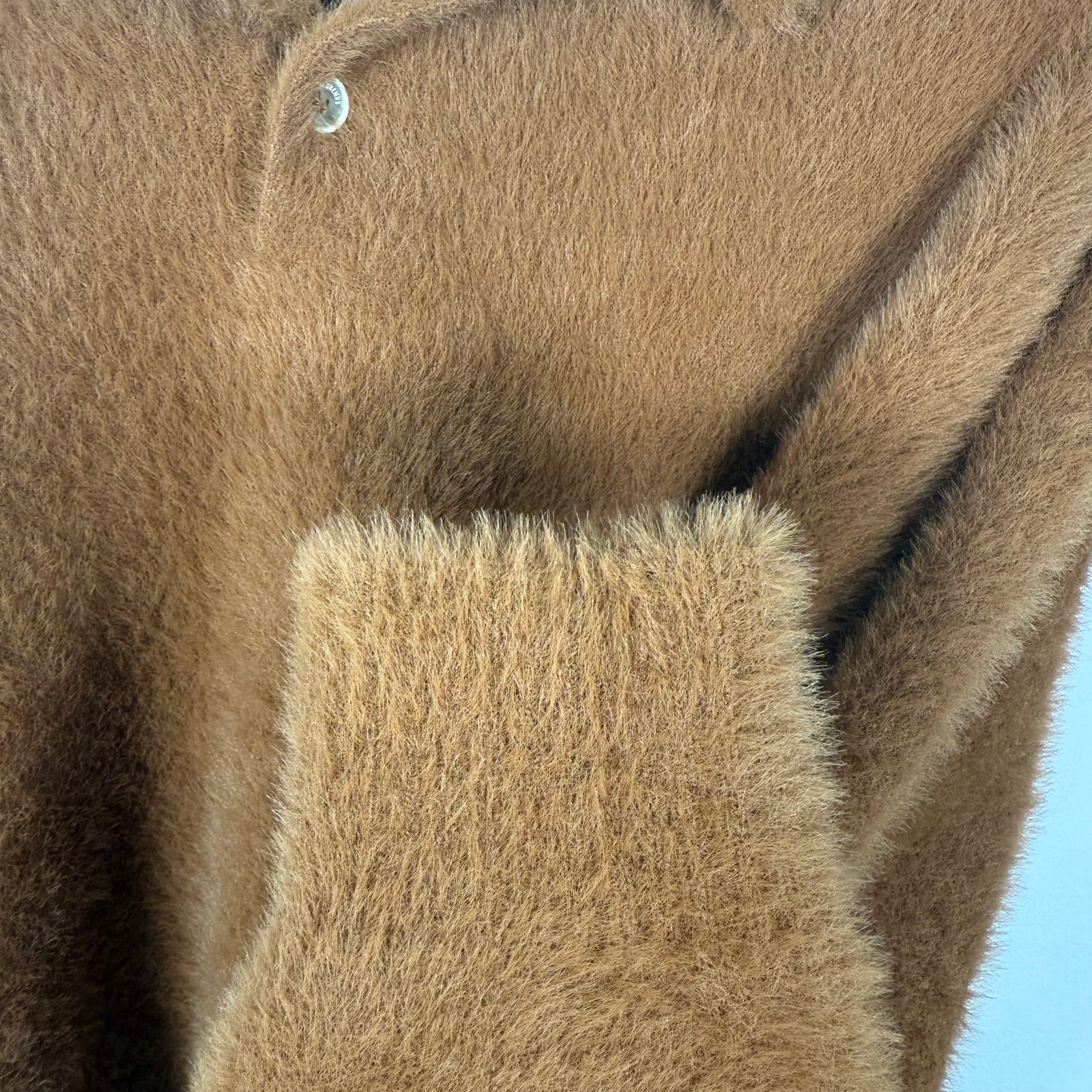 Jacquemus Neve Brushed Brown Stretch Knit Polo Sweater Size L