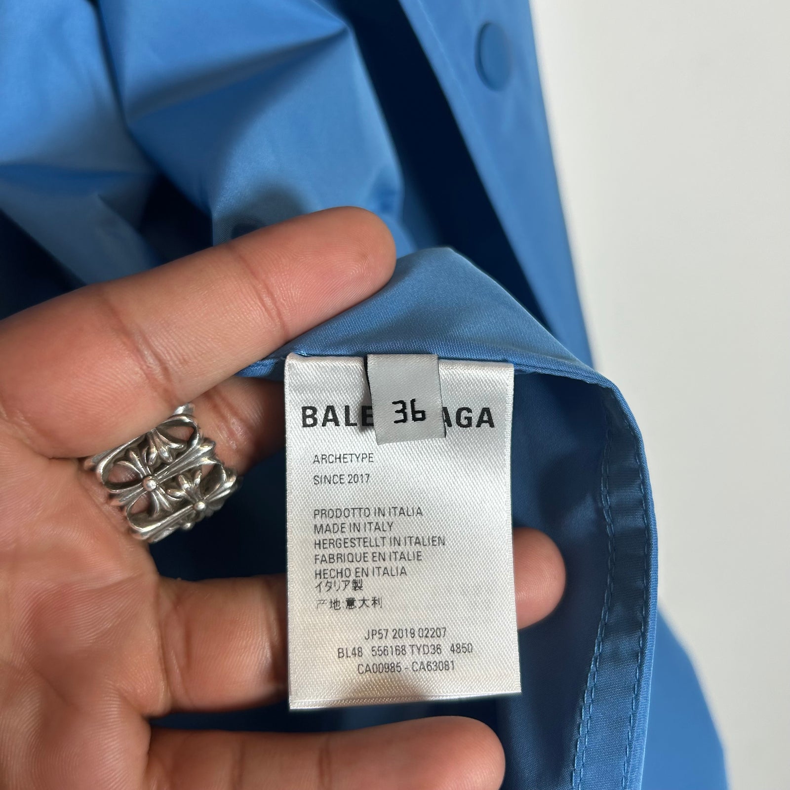 Balenciaga Blue Spell-Out Logo Coach Jacket Size XL