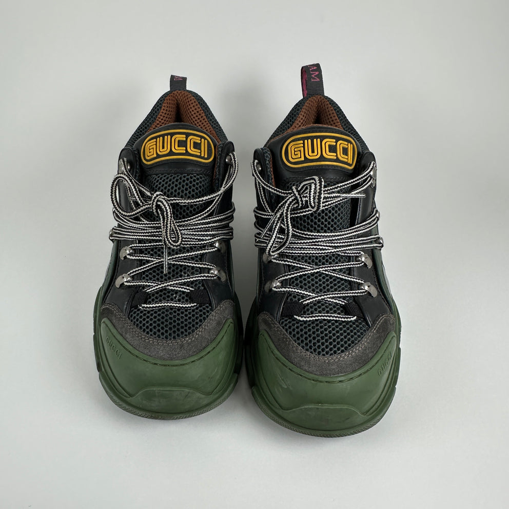 Gucci Green/Black Flashtrek Low-Top Sneakers Size 8.5