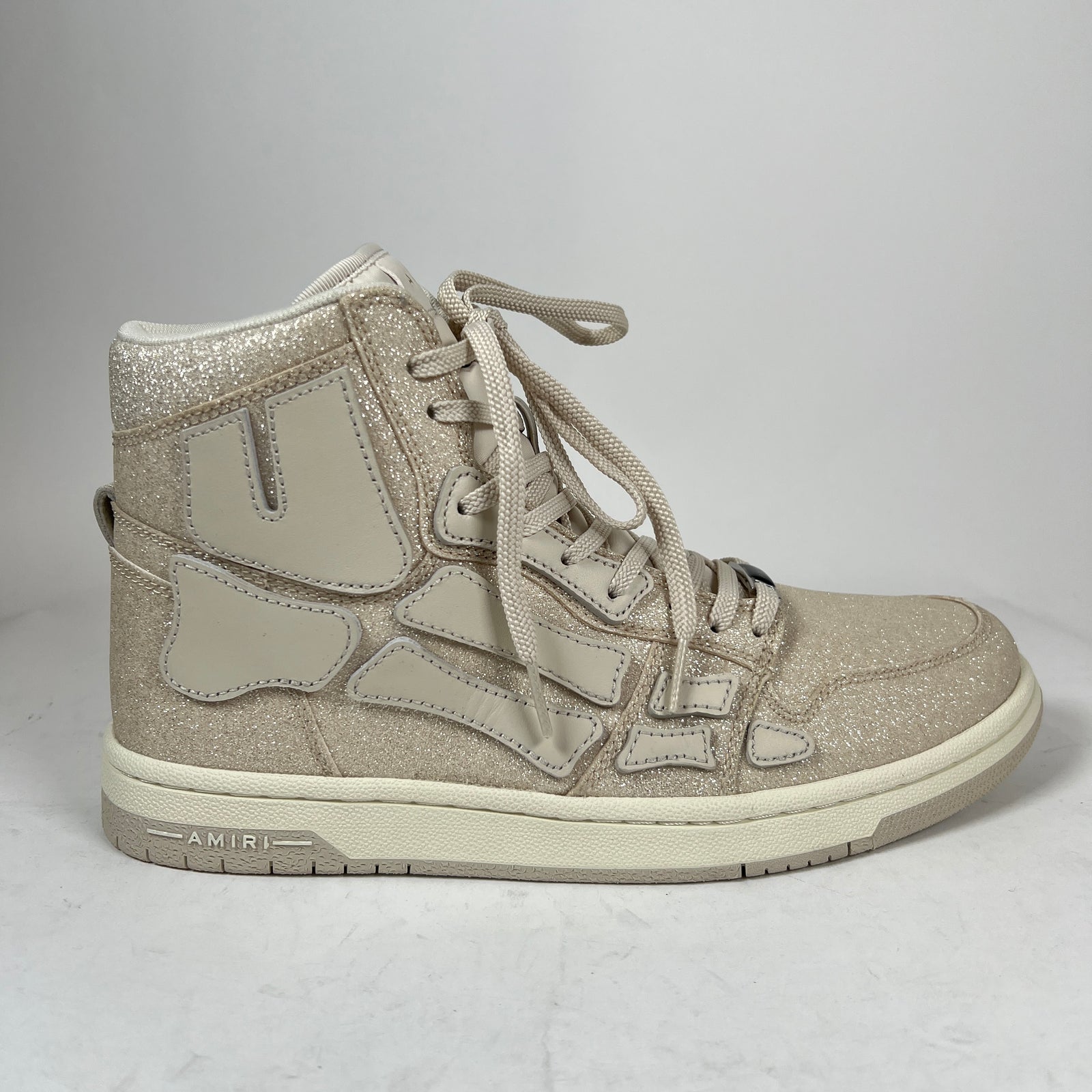 Amiri Beige Glitter Skel Hi-Top Sneaker Size 42