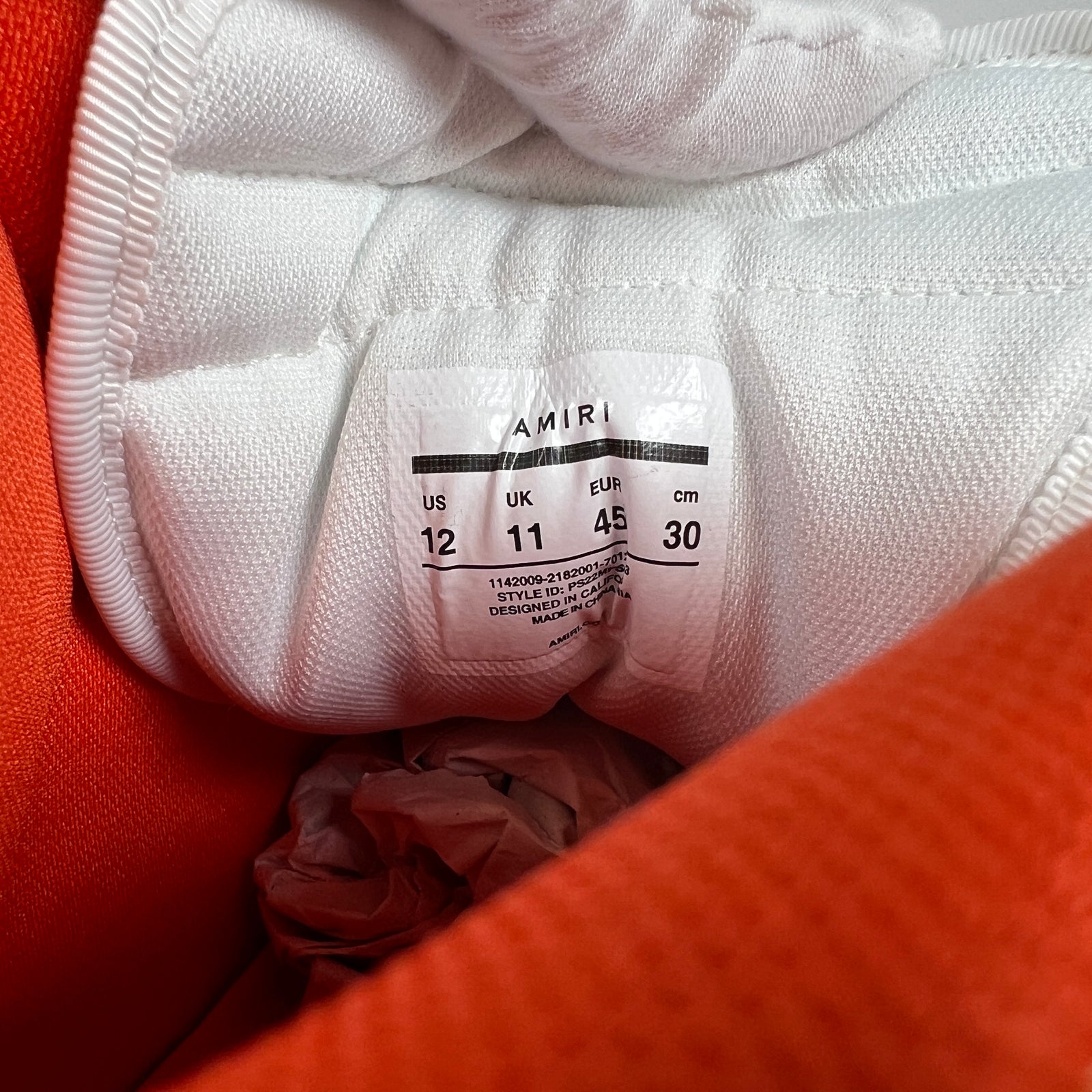 Amiri Orange Bone HighTop Sz 12