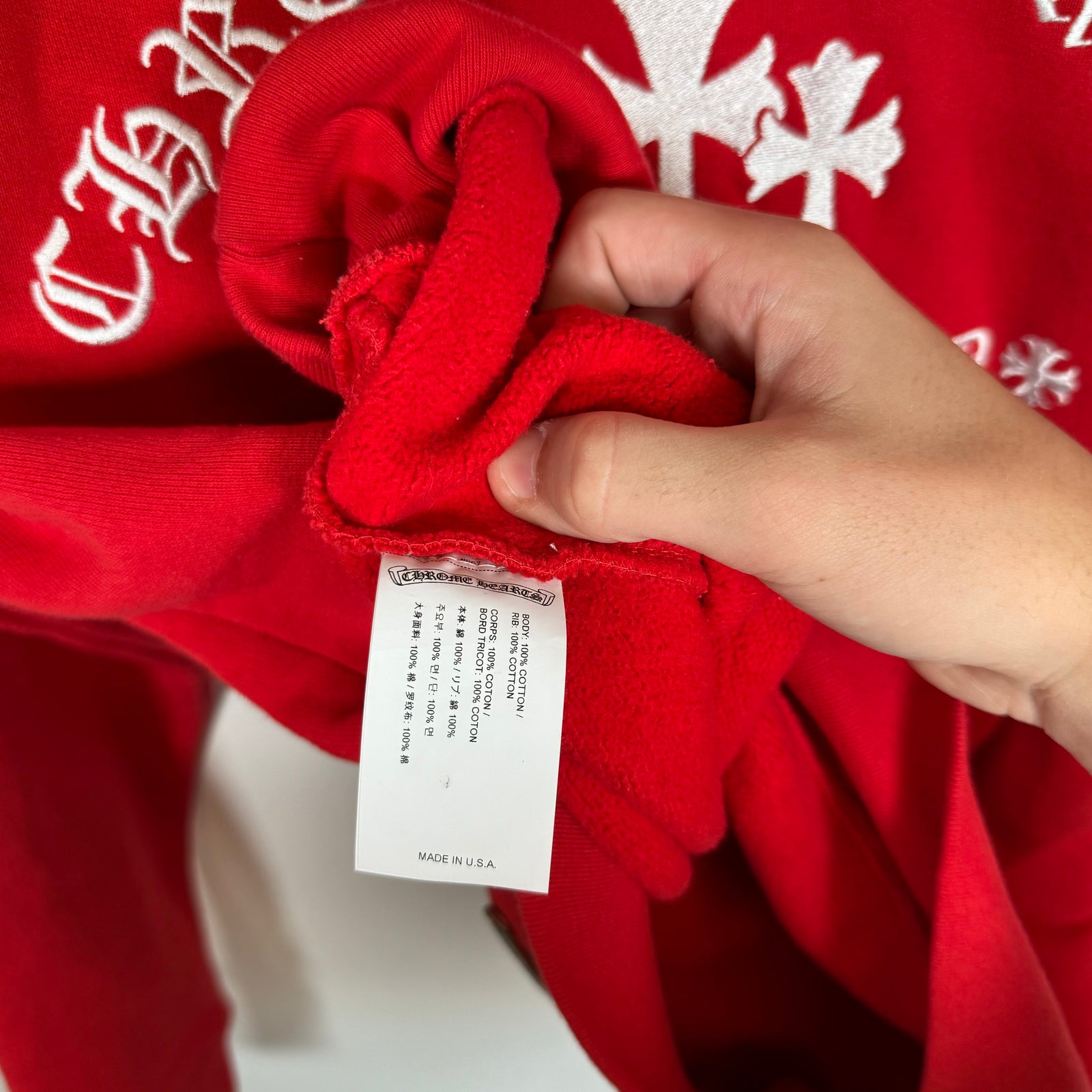 Chrome Hearts Red Triple Cross Hoodie Size M