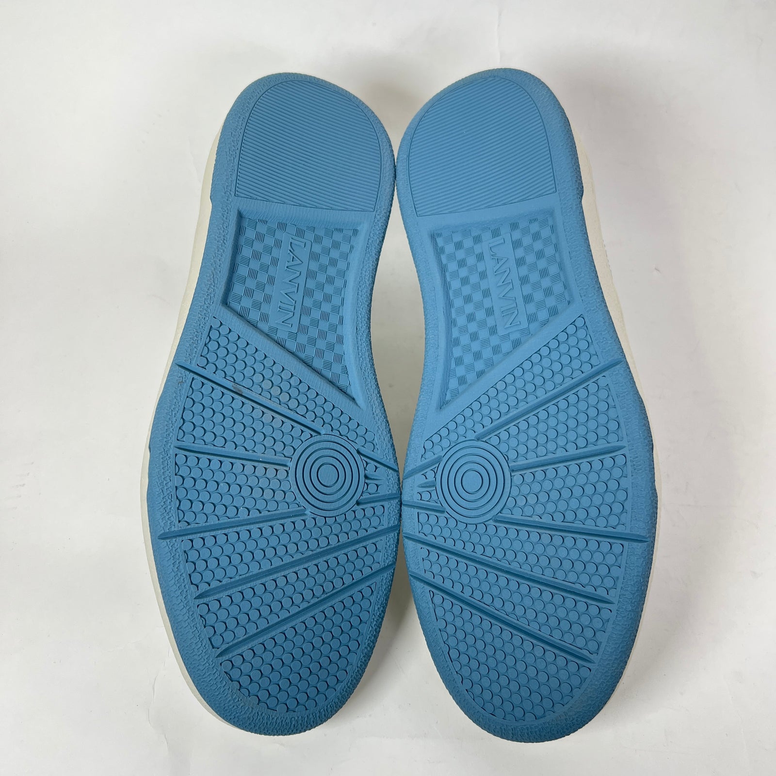 Lanvin White/Blue Clay Leather Low-Top Sneaker Size 45