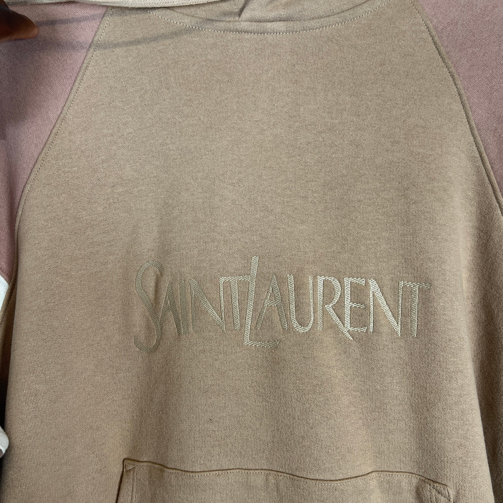 Saint Laurent Beige Logo Hoodie Size XXL