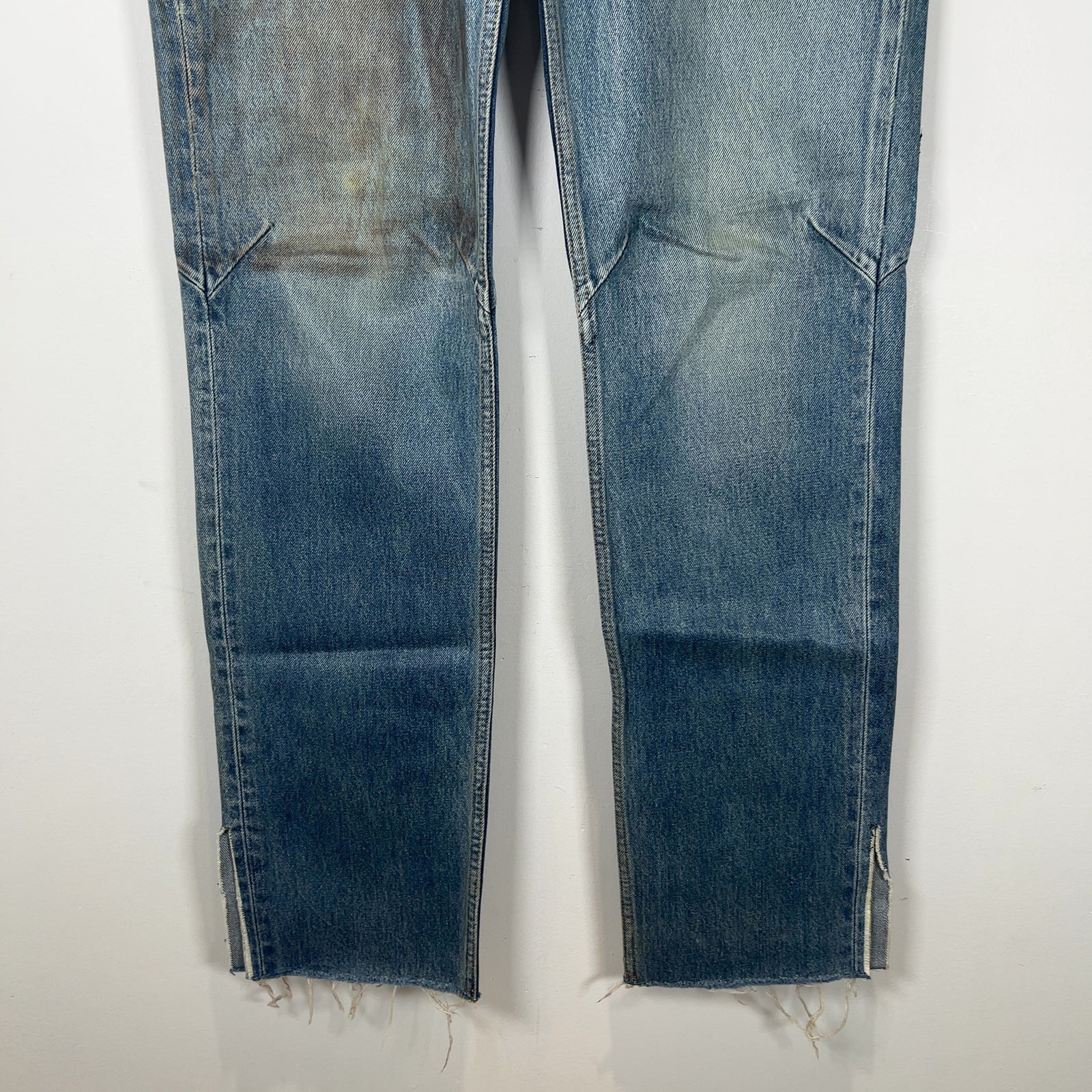 Balenciaga Waxed Distressed Denim Jeans