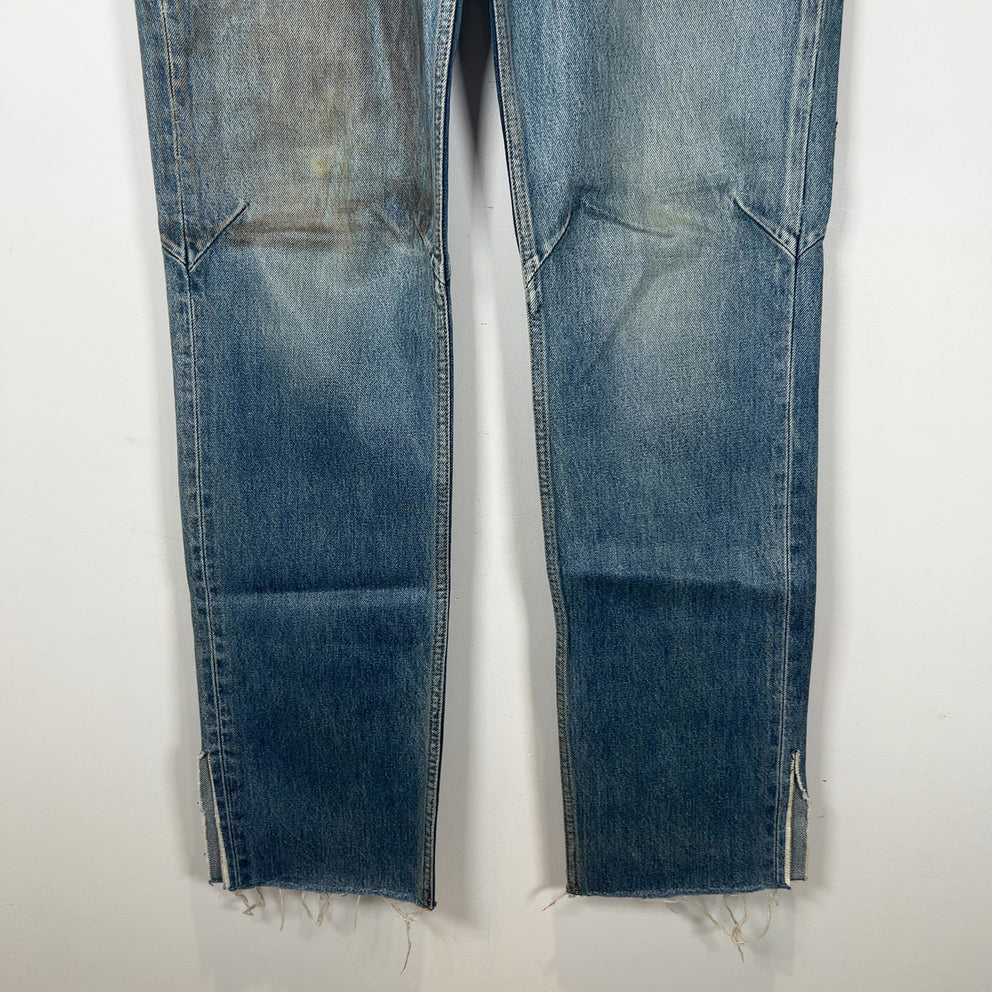 Balenciaga Waxed Distressed Denim Jeans