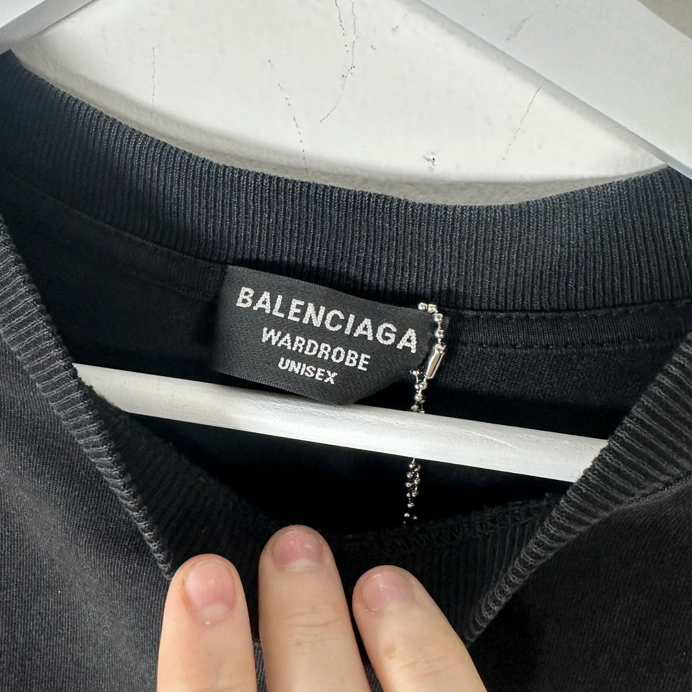 Balenciaga Black 'Paris' University T-Shirt Size M