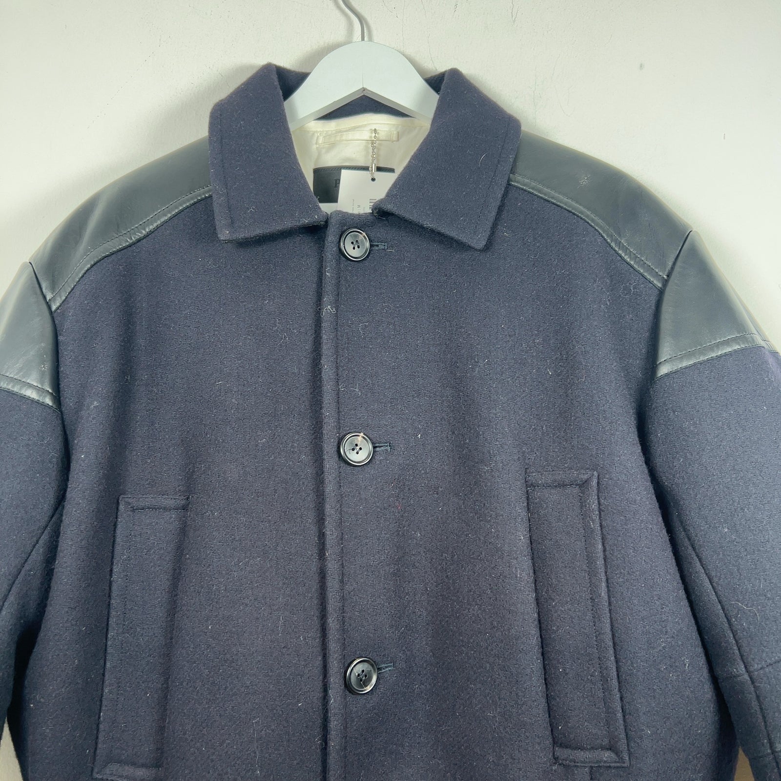 Prada Paneled Wool Down Lined Cropped Bomber Jacket