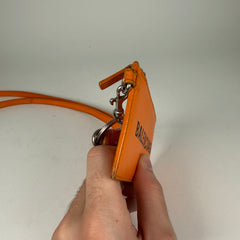 Balenciaga Orange Zip Wallet Lanyard