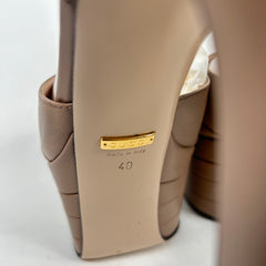 Gucci Beige Leather Malaga Kid Angel T-Strap Platform Pumps Size 40