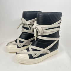 Rick Owens Black/Milk Jumbolace Megalaced Boots Size 41