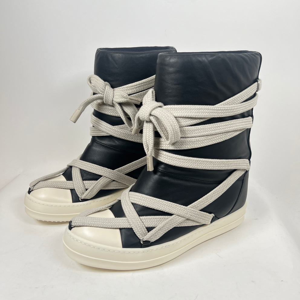 Rick Owens Black/Milk Jumbolace Megalaced Boots Size 41