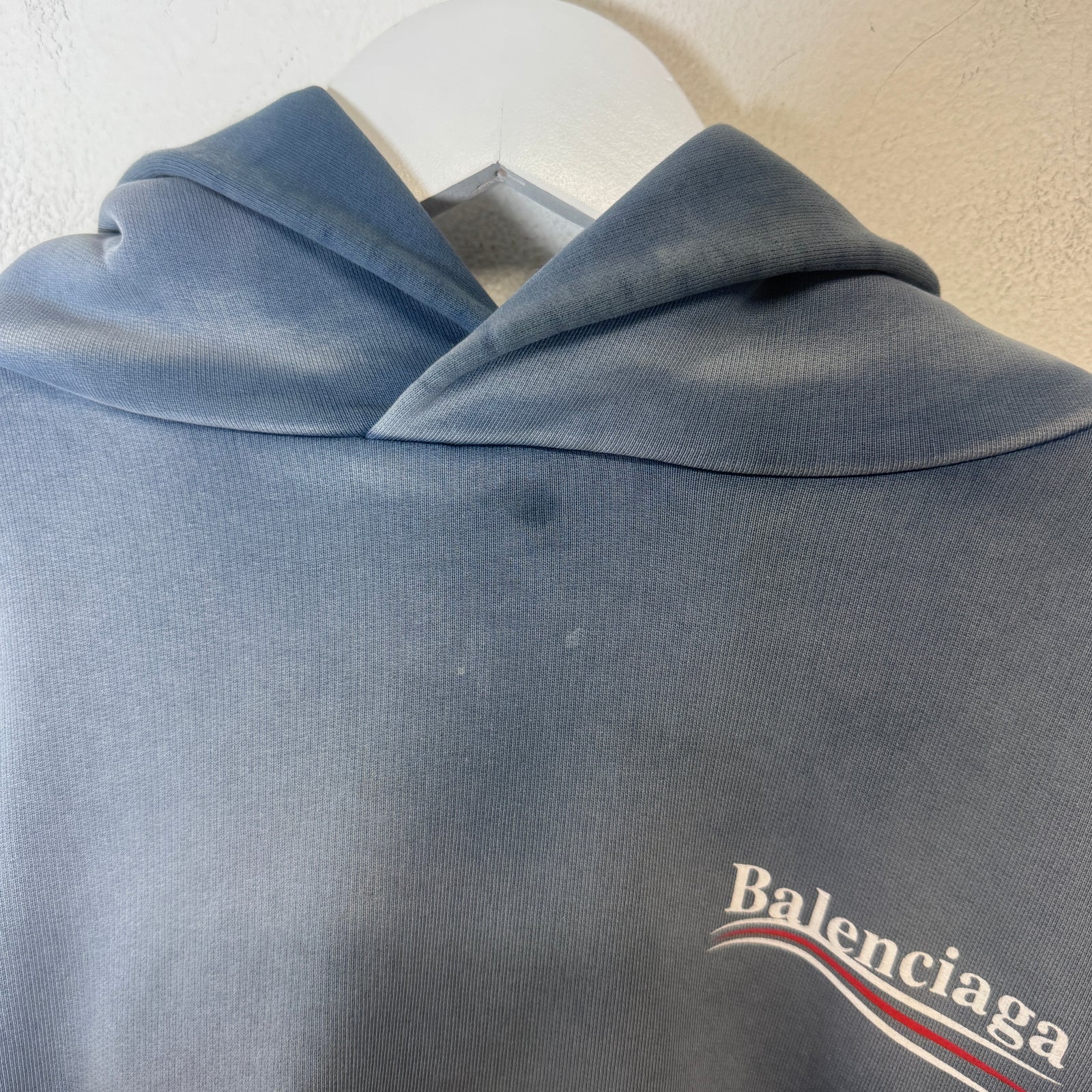 Balenciaga Faded Blue Campaign Logo Hoodie Size L