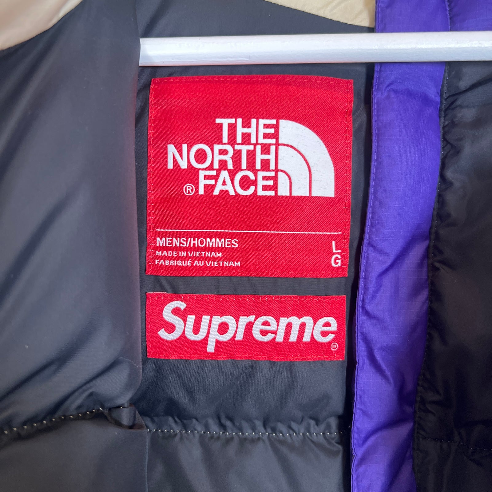 Supreme x The North Face Purple Split Nuptse Jacket Size L