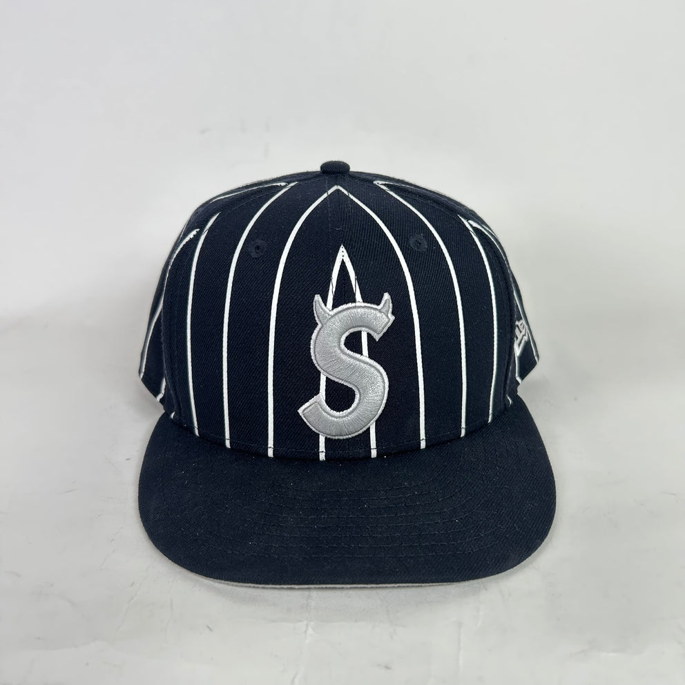 Supreme x New Era Striped Devil 'S' Logo Fitted Hat