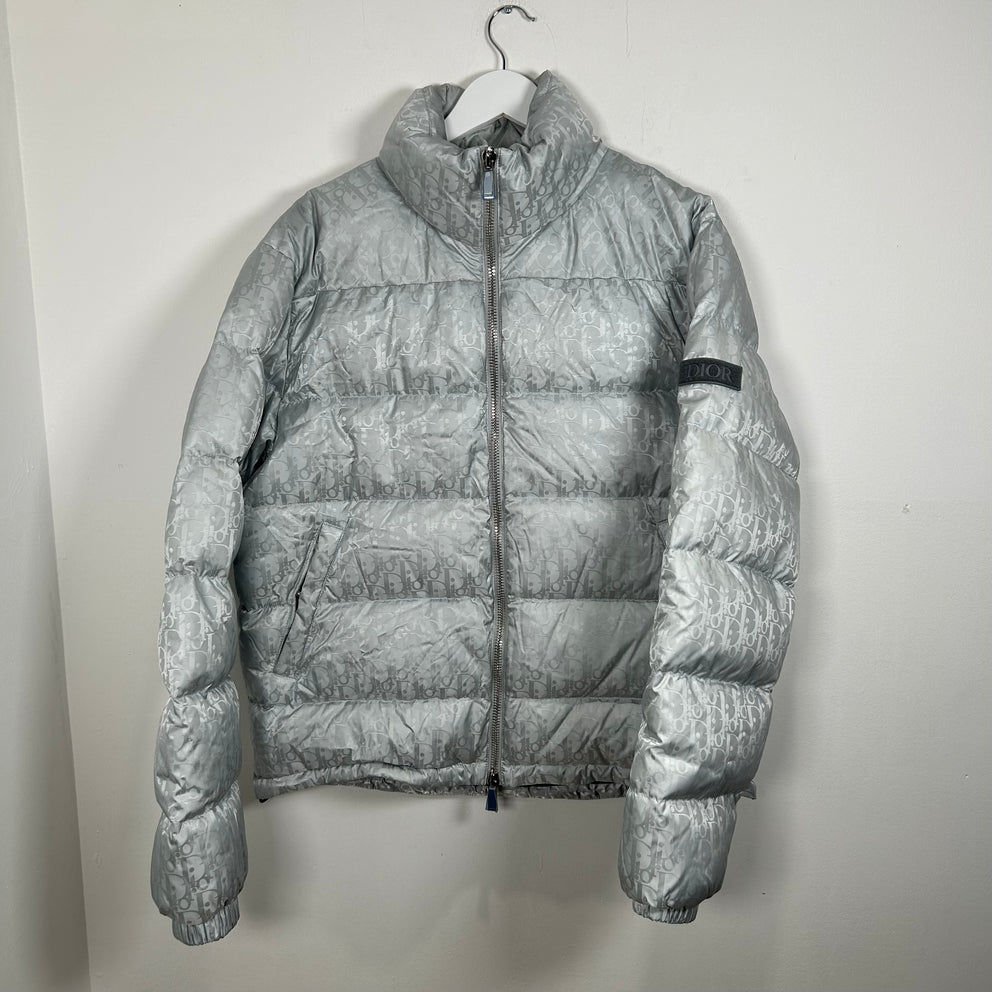 Dior Oblique Silver Puffer Jacket Size 50