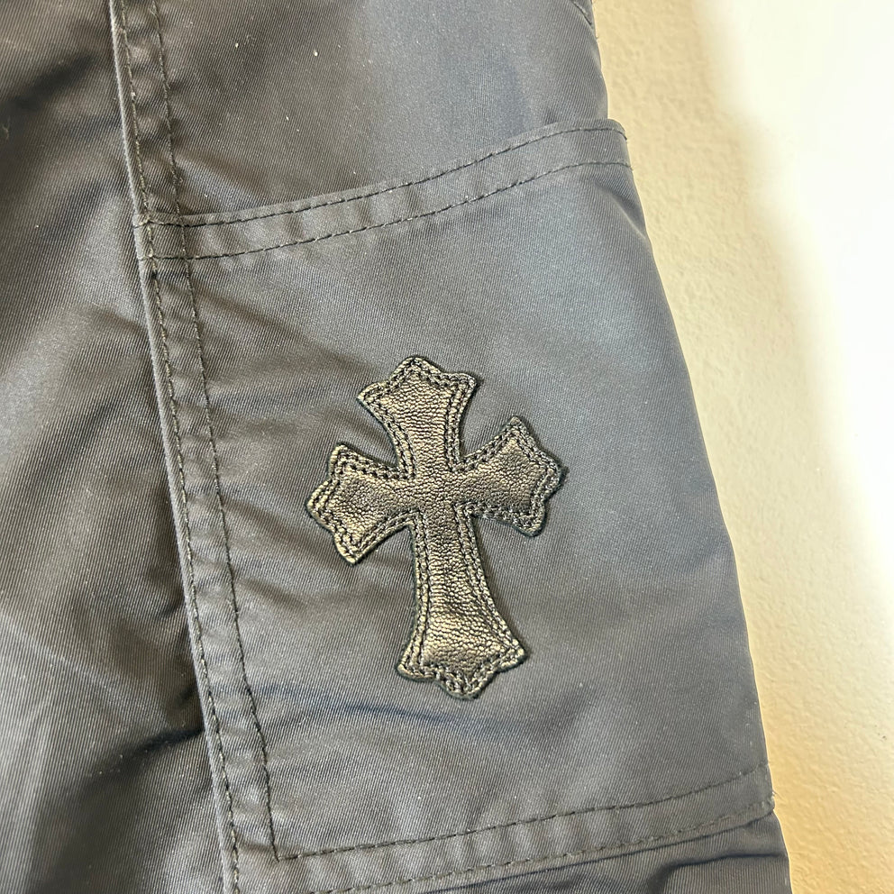 Chrome Hearts Black Nylon/Leather Double Knee Carpenter Pants Size 33