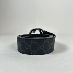 Gucci Black/Silver GG Supreme Signature Belt Size 100