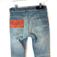 Amiri Artpatch Orange Patchwork Bandana Jeans