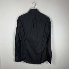 Brunello Cucinelli Spread Collar Slim Fit Black Cotton Shirt