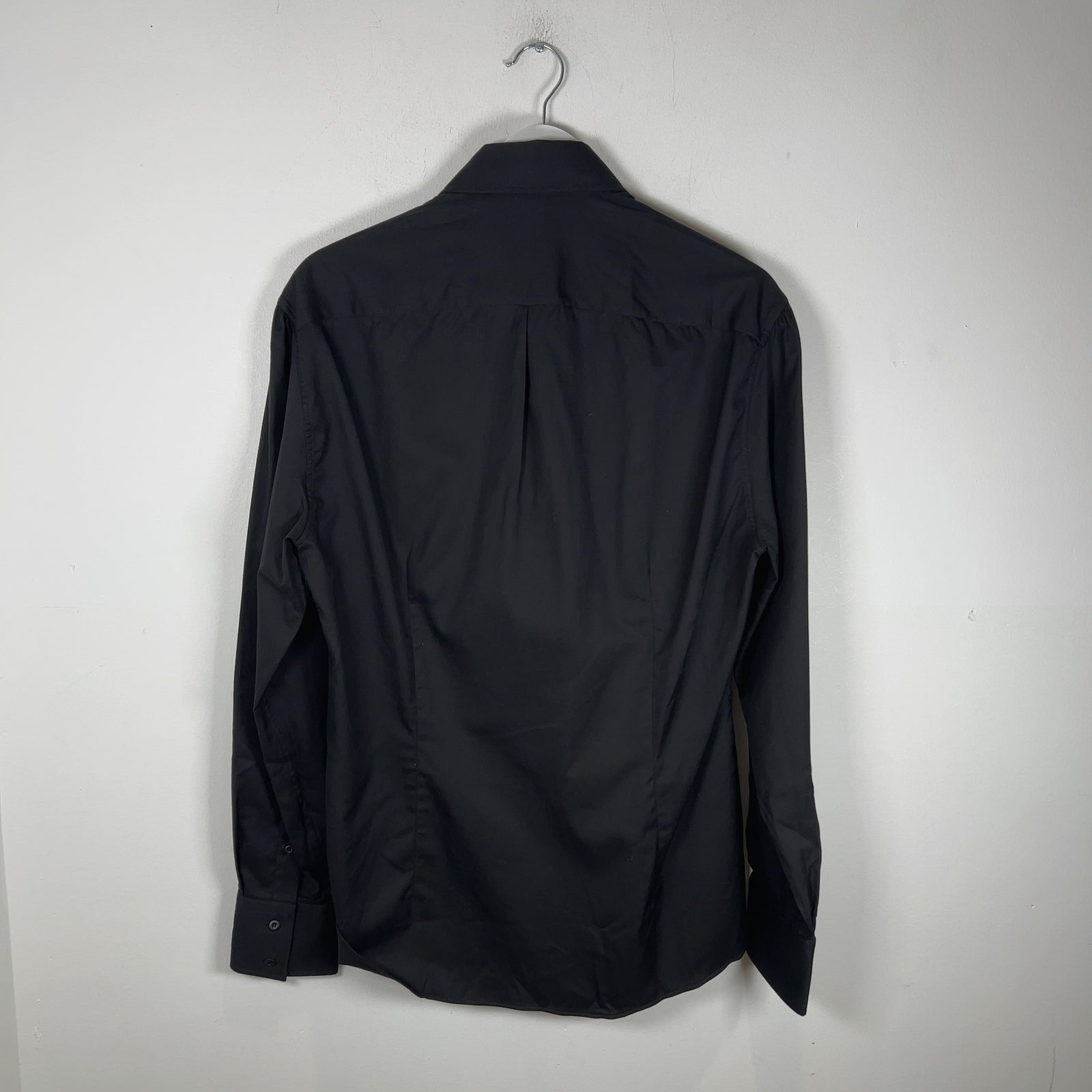 Brunello Cucinelli Spread Collar Slim Fit Black Cotton Shirt