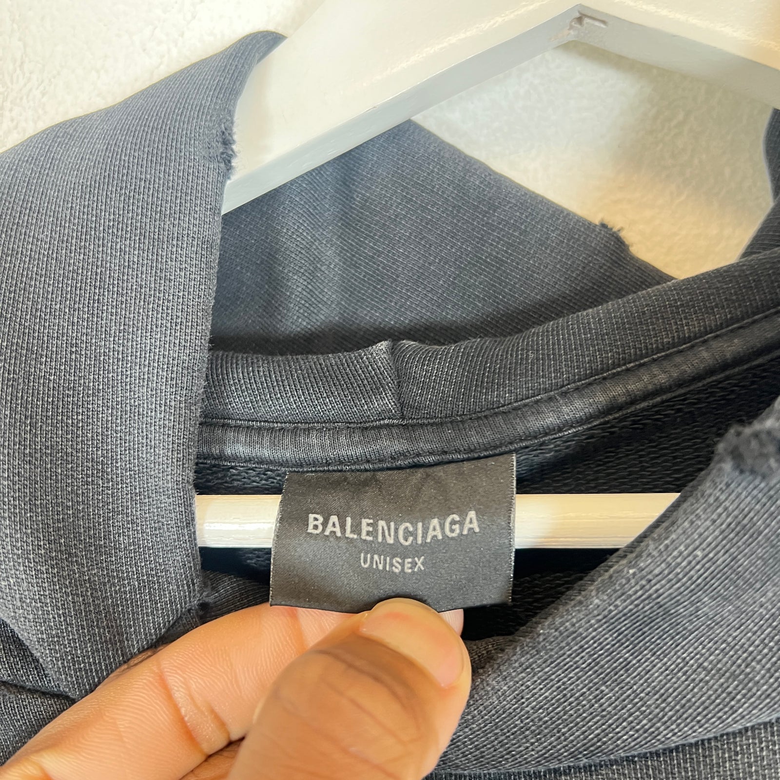 Balenciaga Black 'Be Different' BB Logo Distressed Hoodie Size S