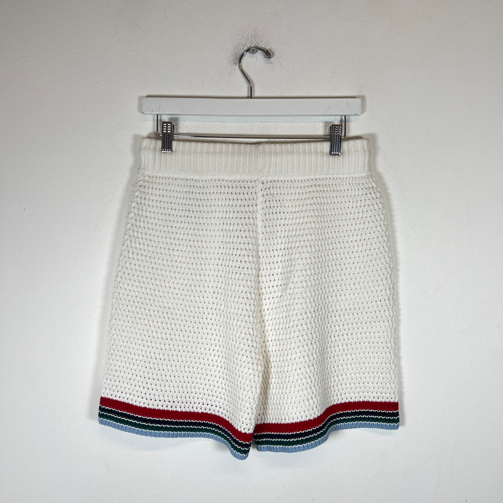 Casablanca White Sporty Faux Crochet Shorts Size XS