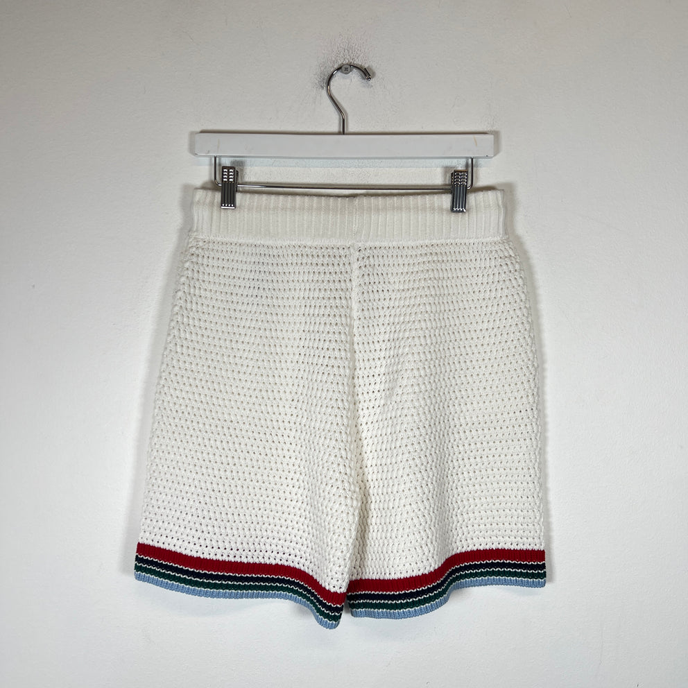 Casablanca White Sporty Faux Crochet Shorts Size XS