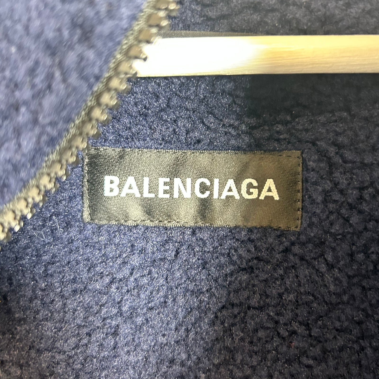 Balenciaga Navy Sherpa Half Zip Jacket Size 48