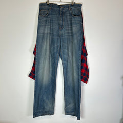 Balenciaga SS21 Hybrid Flannel Shirt Denim Jeans