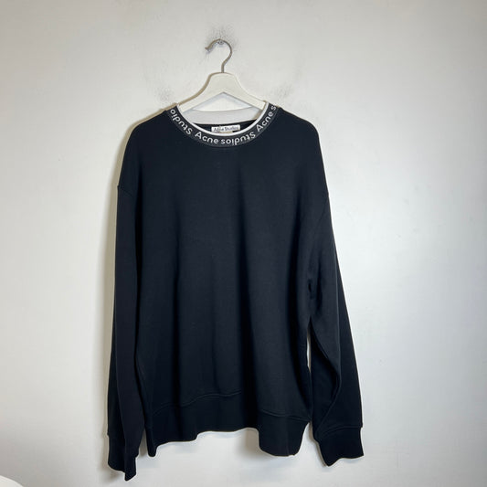 Acne Studios Black Mock Neck Logo Sweater Size XL