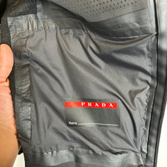 Prada Black Recycled Fleece Technical Jacket Size S