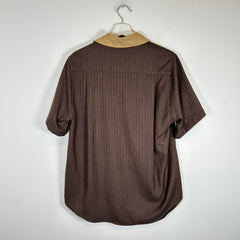 Rhude Brown Pinstripe Button-Up Shirt Size S