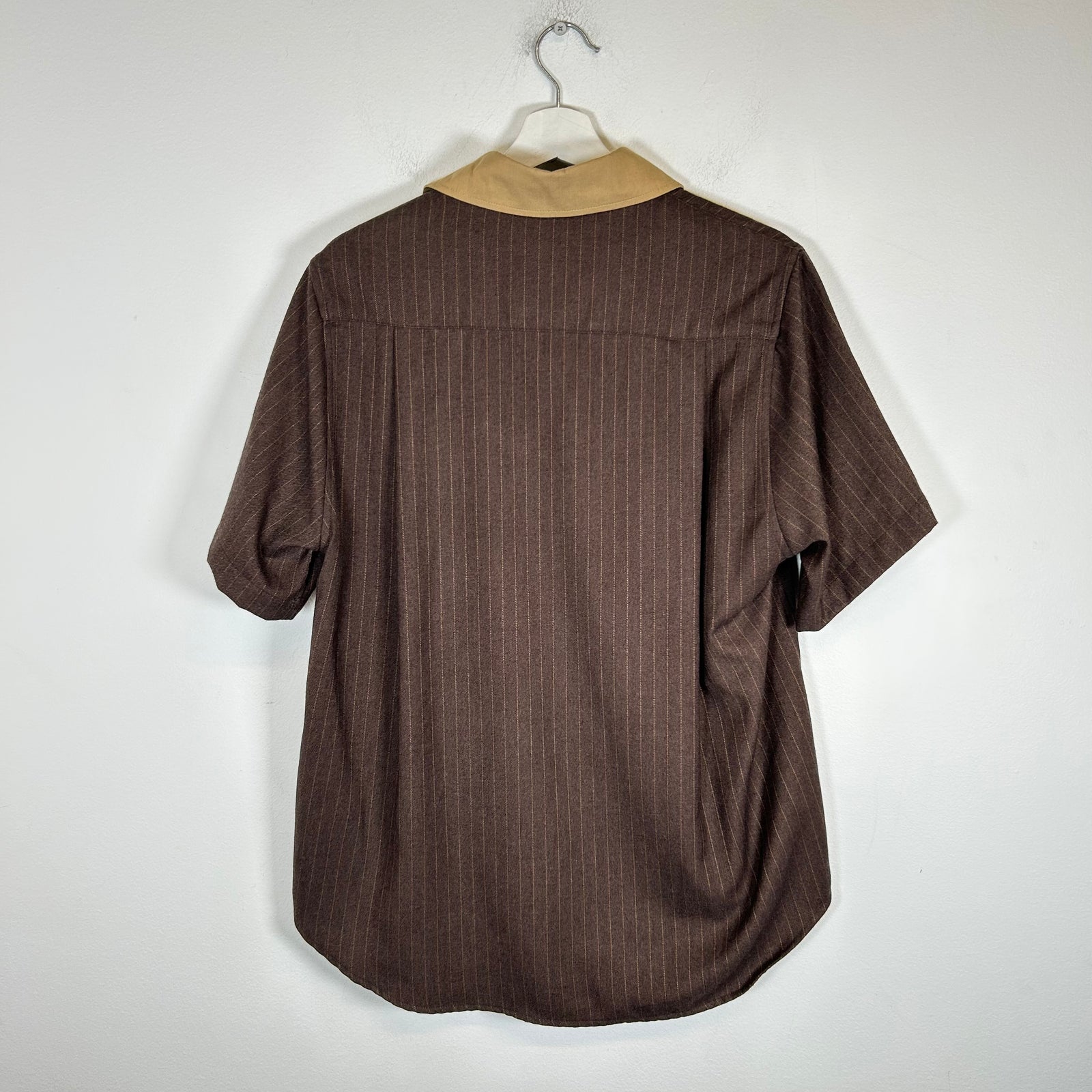 Rhude Brown Pinstripe Button-Up Shirt Size S