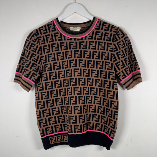 Fendi Intarisa Knit All Over Print T-Shirt Size M
