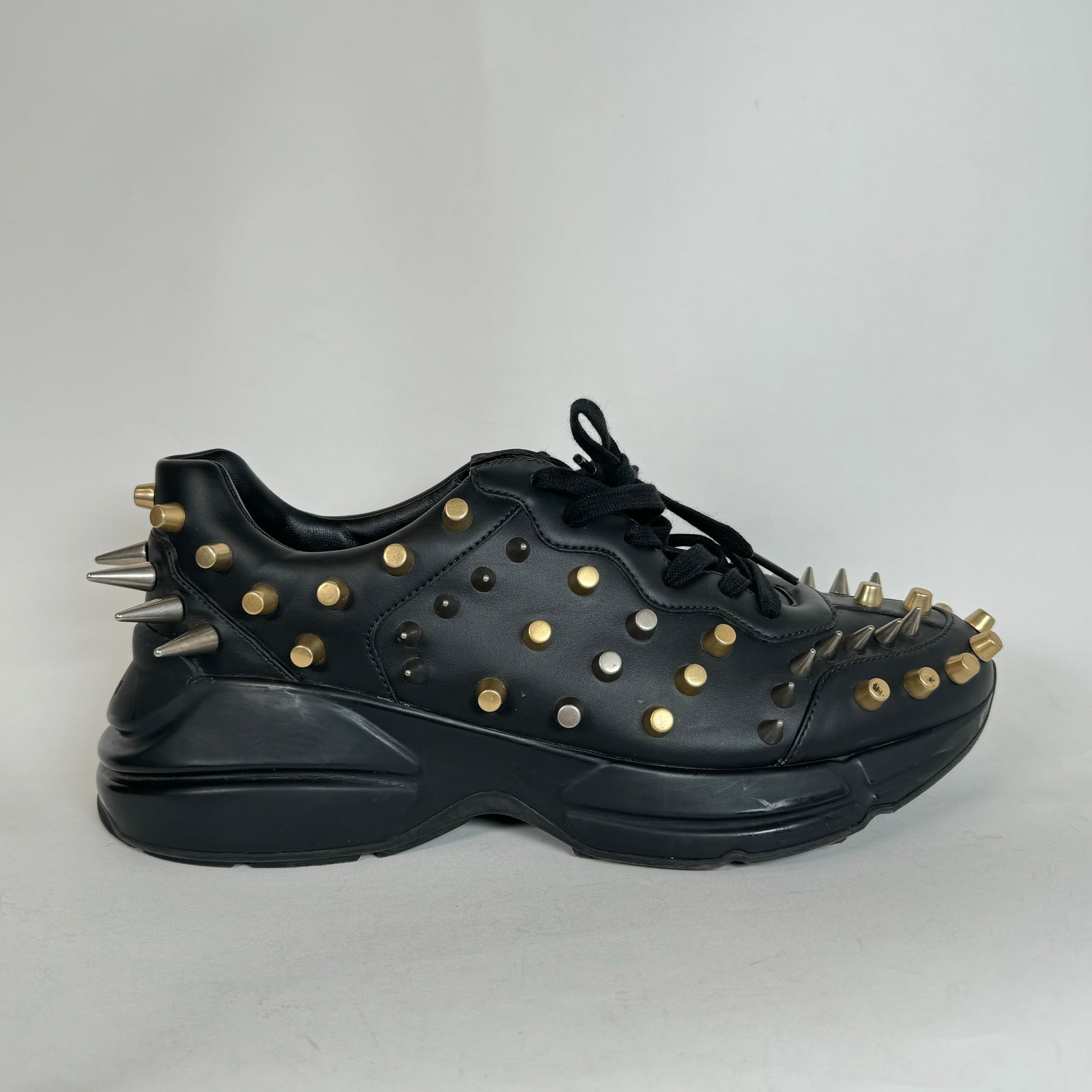 Gucci Black Studded Rhyton Sneaker Size 9.5