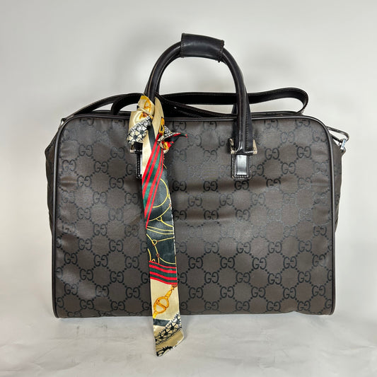 Gucci Brown GG Nylon Boston Bag