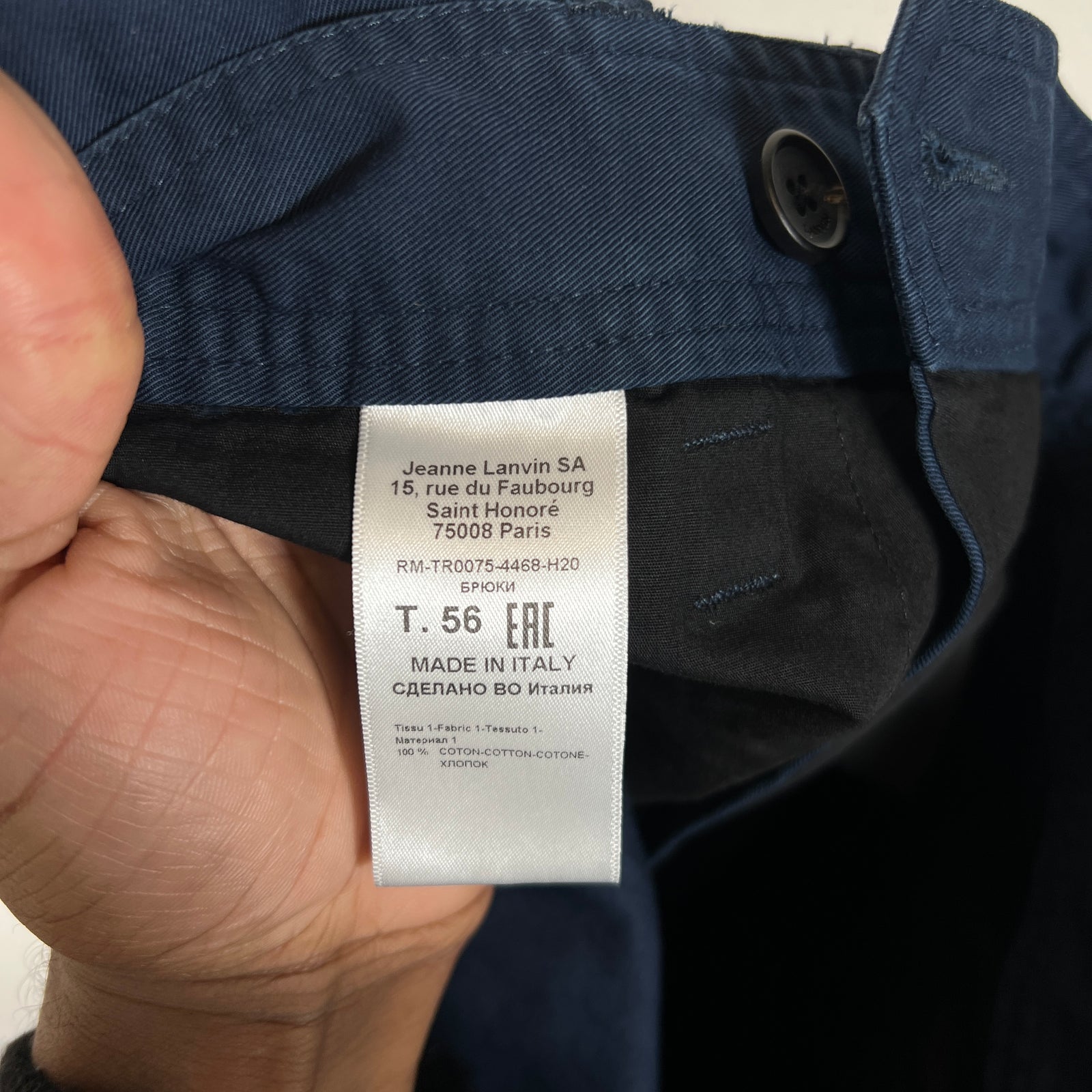 Lanvin Navy Trousers Size 38