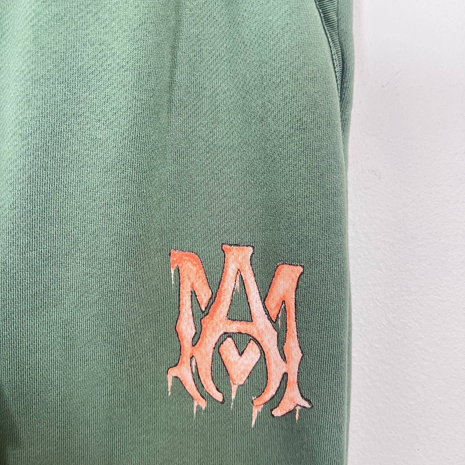 Amiri Green/Peach Watercolor MA Logo Sweatpants Size XS