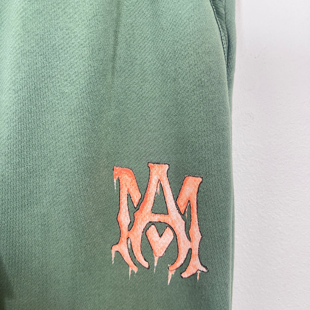 Amiri Green/Peach Watercolor MA Logo Sweatpants Size XS