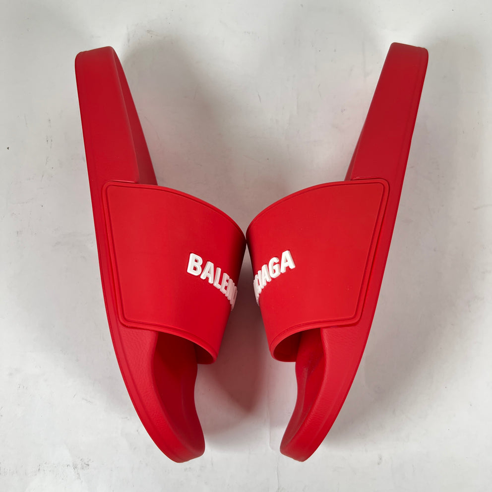 Balenciaga Red Rubber Pool Slide Size 46
