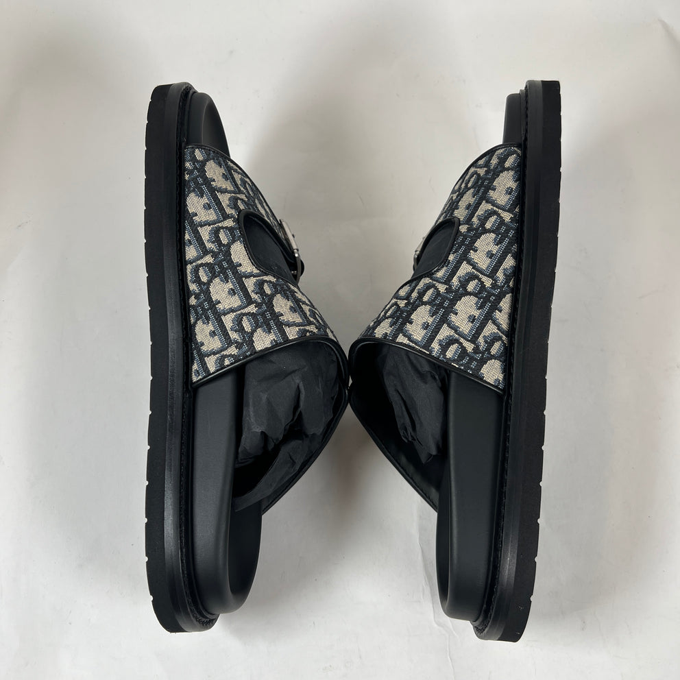 Dior Black/Beige Oblique Aqua Sandals Size 43