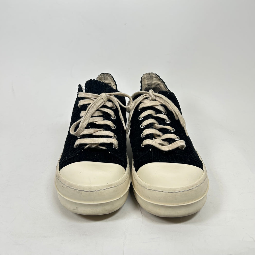 Rick Owens DrkShdw Black Corduroy Low Top Ramones Size 41