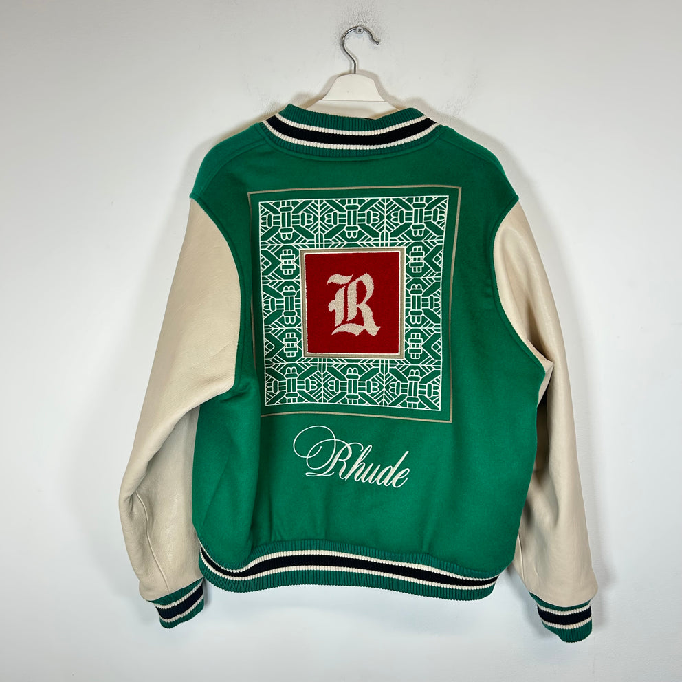 Rhude Green Tile Logo Varsity Jacket Size XL