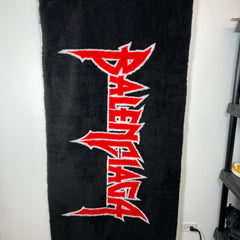 Balenciaga Black/Red Metal Logo Jumbo Fleece Scarf