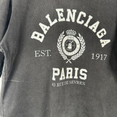 Balenciaga Black 'Paris' University T-Shirt Size M