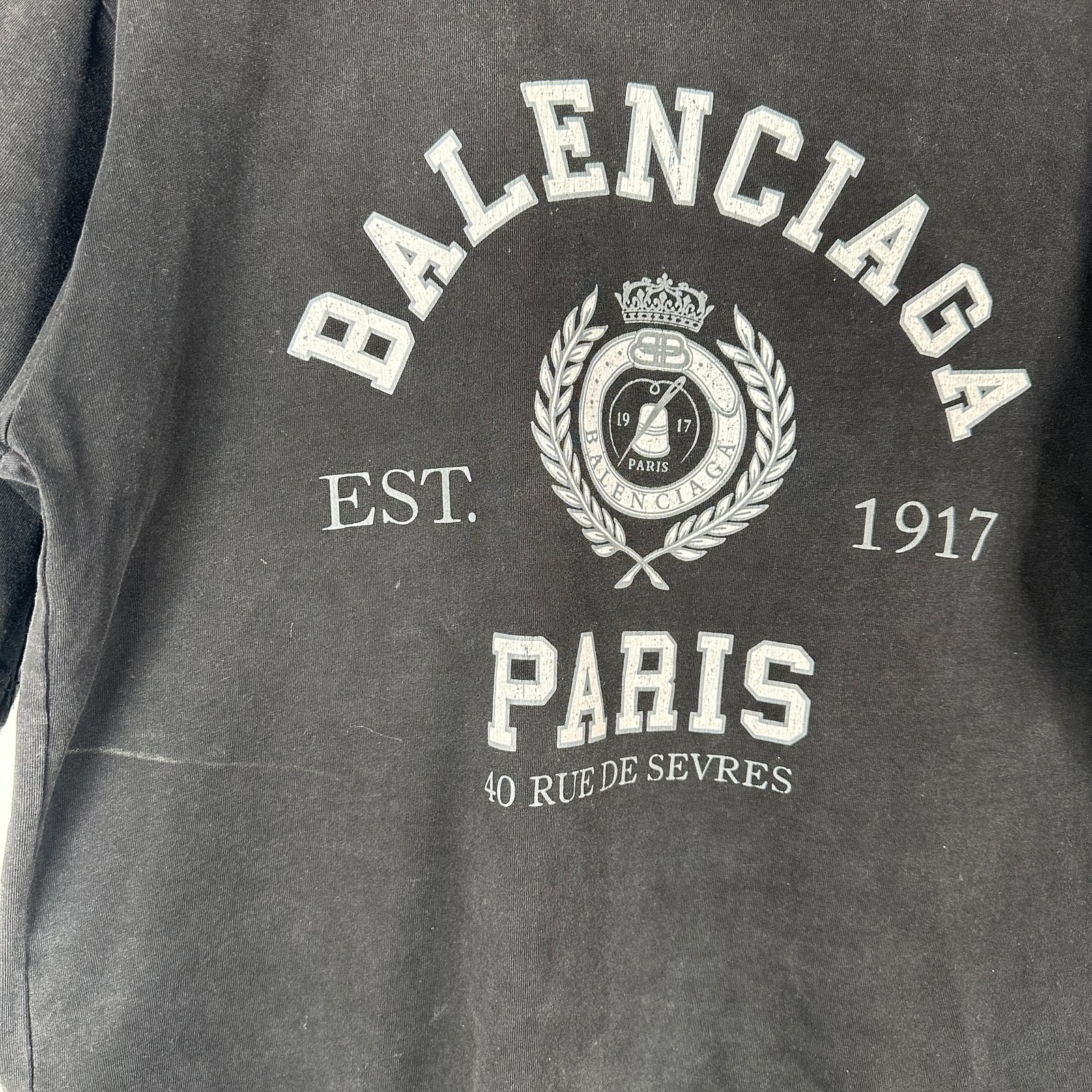 Balenciaga Black 'Paris' University T-Shirt Size M