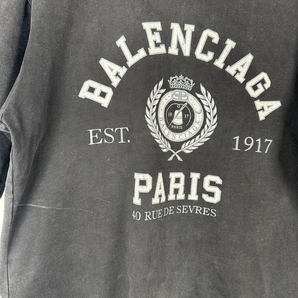 Balenciaga Black 'Paris' University T-Shirt Size M